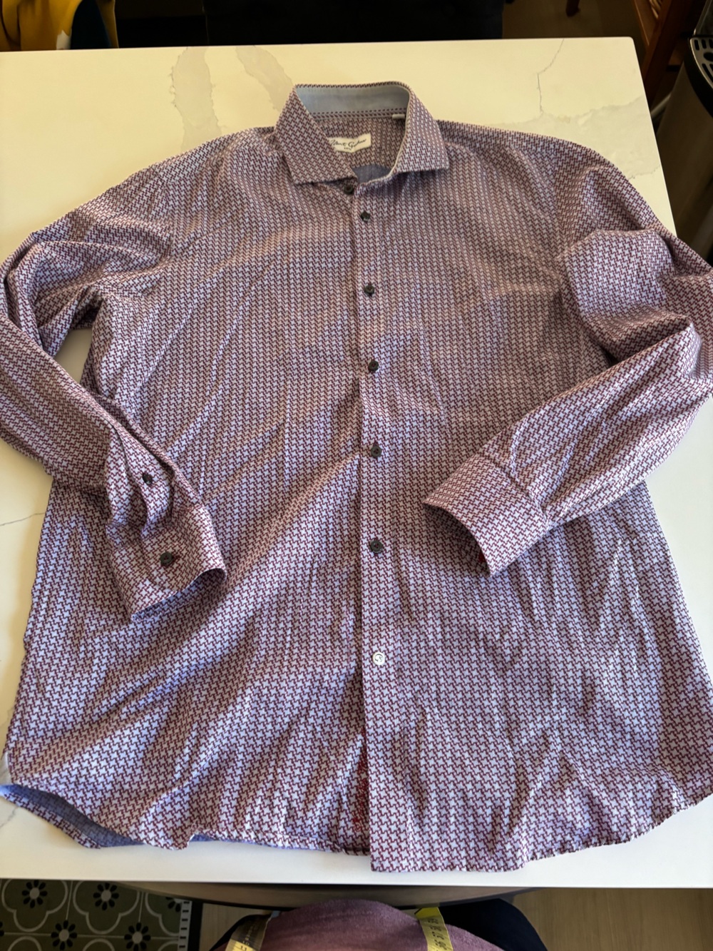 Robert Graham Purple Geometric-Print Button-Up Shirt